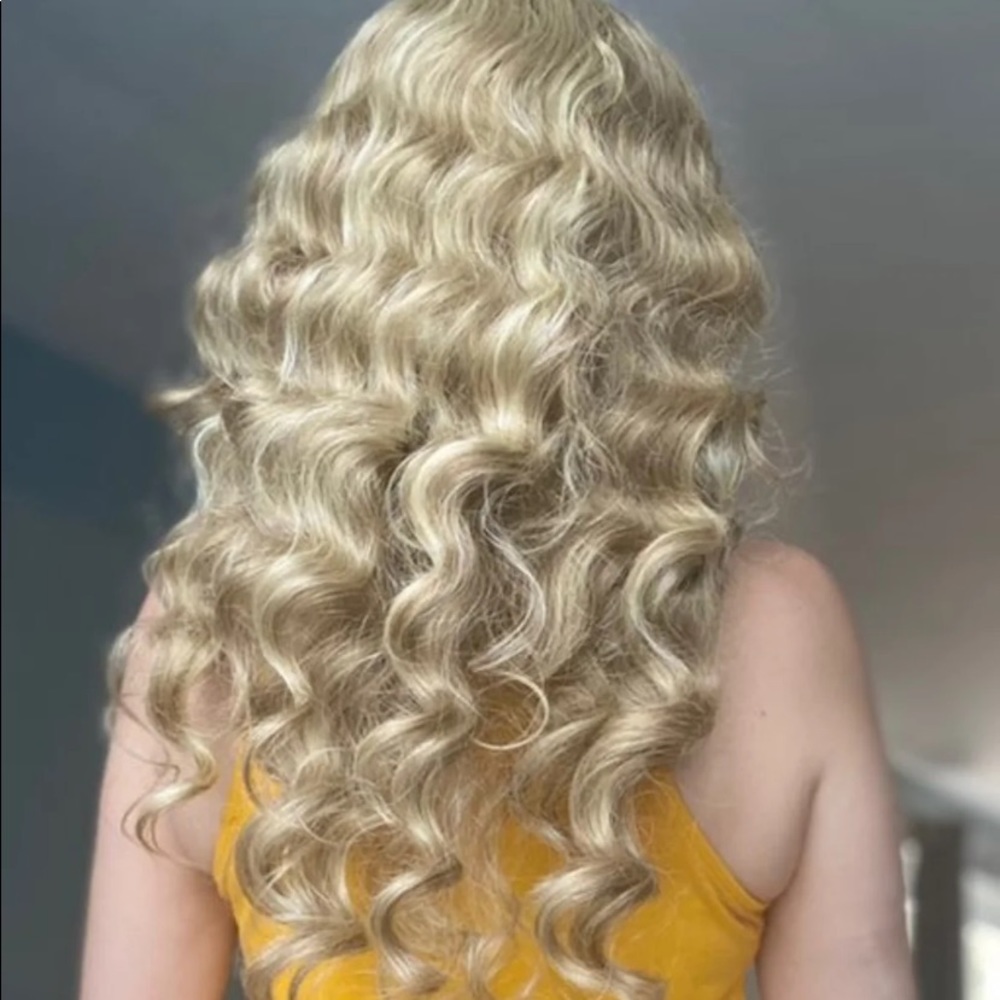 Deep wave golden ash lace front wig
